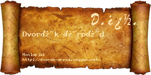 Dvorák Árpád névjegykártya